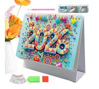 2026 Gem Art Desk Calendar,Diamond Art Painting Manual Rotating Desk C-alendar,Creative Thick Paper C.alendar Ornaments For Girlfriend Colleague Studio School Classroom Offices Home-Flower Animal
