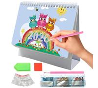 2026 Gem Art Desk Calendar, Gem Art Painting Monthly Tabletop Calendar, Craft Decoration Personal Time Management Planner for Planning Goals Organizing Appointments
