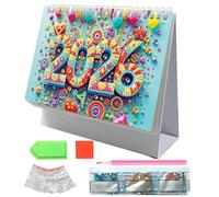 2026 Gem Art Desk Monthly Calendar,Gem Art Painting Desktop Calendar Planner | Personal Time Management Desktop Ornament Craft for Organizing To-Do List Goals Planning