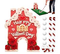2026 Gingerbread Candy Cane Valentine's Day Golf Game Set | Mini Golf Course With Club & Balls | For Indoor Home Living Room Holiday Birthday Party Night