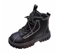 2026 Girls Winter Style British Style Lace Up Thick Sole Versatile Short Boots for Girls Fashion Comfortable Design for All Seasons, black, 1/1.5 UK