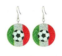 2026 Glitter Acrylic Canada-US-Mexico World Cup Soccer Earrings Game Day Country Earring Patriotic Cheer Gift, S, Zinc, No Gemstone