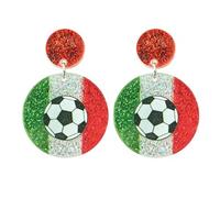 2026 Glitter Acrylic Canada-US-Mexico World Cup Soccer Earrings Game Day Country Earring Patriotic Cheer Gift, S, Zinc, No Gemstone