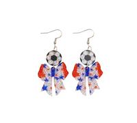 2026 Glitter Acrylic Canada-US-Mexico World Cup Soccer Earrings US Country Flag Earring Patriotic Cheer Gift, S, Zinc, No Gemstone