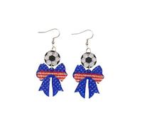 2026 Glitter Acrylic Canada-US-Mexico World Cup Soccer Earrings US Country Flag Earring Patriotic Cheer Gift, S, Zinc, No Gemstone