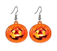 2026 Glowing Halloween Skeleton Pumpkin Drop Dangle Earrings for Women Light Up Jewelry Accessories (A, One Size)