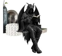 2026 Gothic Dark Fantasy Figure, 4.7/6.3inch Seated Reaper Reading Book Sculpture, Gothic Shelf Decor - Horror Figures for Pc and Bookshelve Halloween