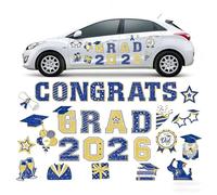 2026 Grad Magnets, 30pc Set for Celebration Decor, Magnetic Congrats Grad 2026, Magnetic Grad Signs 2026, Graduation Car Decorations, for Refrigerator Garage Door Decorations (Blue, Gold)