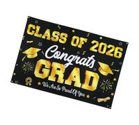 2026 Graduation Backdrop with Gold Lettering Polyester for Ceremony Stage Decor Petroleum Graduation Standard
