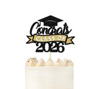 2026 Graduation Cake Topper Congrats Grad Class Of 2026 Glitter Cake Topper Decorations for Class of 2026 Graduation Party Supplies