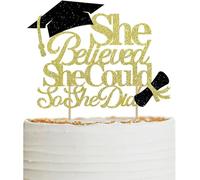 2026 Graduation Cake Topper Grad Party Cake Decorations Supplies (Gold)