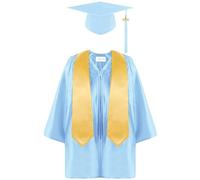 2026 Graduation Cap And Gown Set For Kids Children's Robe Preschool Nursery Ceremony Costume Sets Child Elementary School Tassel Kindergarten Shiny Hat 2-12 Years (3#Sky Blue,10-12 Years)