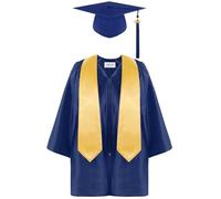 2026 Graduation Cap And Gown Set For Kids Children's Robe Preschool Nursery Ceremony Costume Sets Child Elementary School Tassel Kindergarten Shiny Hat 2-12 Years (1#Navy,8-9 Years)