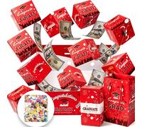 2026 Graduation Explosion Gift Box Surprise Pop Up Money Box with Colorful Sequins & Folding Mini Boxes Graduate Party Gift Idea (Red,With 10 Mini Boxes)