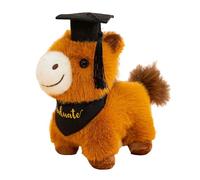 2026 Graduation Horse Plush Mascot Ornament With Doctoral Cap Bandana Scholarly Success Statue Congrats Graduate Gift Animated Plush (D, One Size)