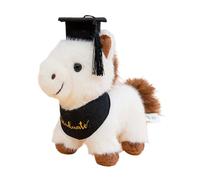 2026 Graduation Horse Plush Mascot Ornament With Doctoral Cap Bandana Scholarly Success Statue Congrats Graduate Gift Animated Plush (A, One Size)