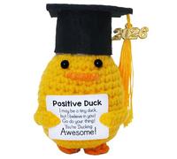 2026 Graduation Mini Duck Decor Gifts for Women Men, High School College Grad Class of 2026 Handmade Positive Crochet Doll Duck for Him Her 4.1in Cute Emotional Support Pickle Graduation Decoration