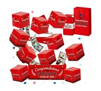 2026 Graduation Surprise Explosion Gift Box,Pop up Cash Money Holder,DIY Bouncy Confetti Card,Creative Memorable Present for Grad,Unique Party Favor Ideas,Empty Fillable Candy Bouquet (Red, 15PC)