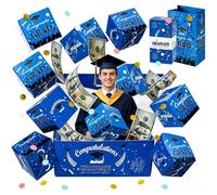 2026 Graduation Surprise Explosion Gift Box, Pop up Cash Money Holder, DIY Bouncy Confetti Card, Folding Explosion Graduation Money Packaging, For Graduation Ceremonies, Senior Nights (Blue, 20Layer)