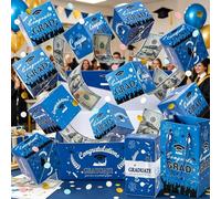 2026 Graduation Surprise Gift Box - 12 Pcs Bouncy Red Envelope Box Graduation Gift Boxs With 10 Bill & Card Slots, Diy Confetti Party Favor for School Graduations Decor (Blue)