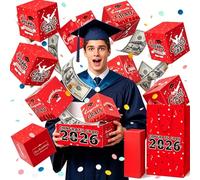 2026 Graduation Surprise Pop Up Gift Box,18/25PCS Exploding Money Gift Box for Cash, Pop Up Graduation Money Card Holder, DIY Bouncy Confetti Box for Grad Party Favor (Red, 25pcs)
