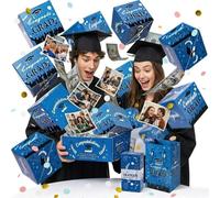 2026 Graduation Surprise Pop Up Gift Box, 20x13cm Exploding Graduation Gift Box, Reusable Bouncy Blue/Red Envelope Box Graduation Gift Box, DIY Confetti Money Box for Grad Party (50pcs Blue)