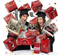 2026 Graduation Surprise Pop Up Gift Box, 20x13cm Exploding Graduation Gift Box, Reusable Bouncy Blue/Red Envelope Box Graduation Gift Box, DIY Confetti Money Box for Grad Party (10pcs Red)