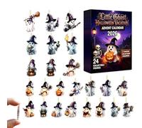 2026 Halloween Advent Calendar with 24Pcs Ghost Acrylic Hanging Ornaments, Double-Sided Cute 2D Pe Ghost Spooky Printed Flat