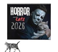 2026 Halloween Calendar, Stylish Spooky Feline Cat Calendar 2026 Collection Home Business Office School Horror Gifts For Horror Fans Cat Lovers (1pcs)