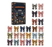 2026 Halloween Countdown Calendar Waterproof Small Bow Pendants 24 Small Bows Countdown Calendar for Girls Women Family Collectors Holiday Party Offices Home Bedroom
