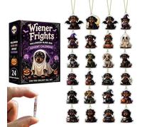 2026 Halloween Dachshund Advent,24 Pcs 2D Acrylic Dachshund Decorations