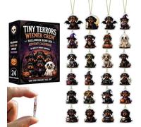 2026 Halloween Dachshund Advent,24 Pcs 2D Acrylic Dachshund Decorations