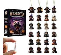 2026 Halloween Dachshund Advent,24 Pcs 2D Acrylic Dachshund Decorations