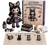2026 Halloween Decoration Patchwork Witch Girl DIY Halloween Sewing Project for Adults Teenagers Beginner Friendly Gothic Cute Handmade Modern Home Decor Fabric Plastic (Black, 20