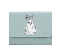2026 Halloween Decorative Cute Women's Wallet with Triple Fold Slim Card Holder Versatile Coin Purse Compact Halloween Wallet for Everyday Commuting (Blue, 11 x 1.3 x 9.5)