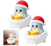 2026 Halloween Decorative LED Night Light Table Lamp Halloween Desktop Ornament Reading Ghost Figure Resin Gift Idea for Collectors Atmospheric Ambience (White, 15 cm)