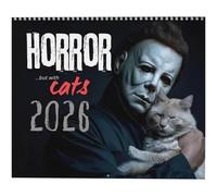 2026 Halloween Horror Movie & Cats Wall Calendar, 11"x8.5" Spooky Feline Collection Calendar, Monthly Planner Wall with Thick Paper, Silent Terror Art Calendar, Gift for Horror Fans,Cat Lovers (1pcs)