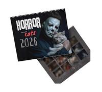 2026 Halloween Horror Movie & Cats Wall Calendar, Fear Theme Cat Calendar, 12 Monthly Planner Wall, Silent Terror Art Calendar, Gift for Horror Fans,Cat Lovers (1pcs)