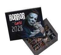 2026 Halloween Horror Movie & Cats Wall Calendar -Spooky Feline Art, 11x8.5 Inch