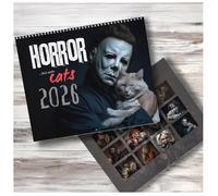 2026 Halloween Horror Movie & Cats Wall Calendar, Spooky Feline Collection Calendar, 12 Monthly Planner Wall, Silent Terror Art Calendars, 11"x8.5" Fear Theme Cat Calendar for Home Office (1pcs)