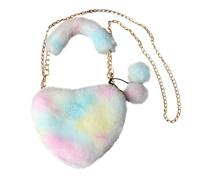2026 Handbag Women's Peach Heart Bag Women Chain Shoulder Bag Plush One Shoulder Wool Bag Plush Heart Shape Cushion Hot for Girls, sky blue, Einheitsgröße, Daypack Backpacks
