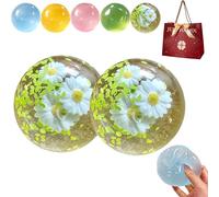2026 Handmade Coconut Oil Squishy Ball,TPR Soft Handcrafted Crystal Ball Squishy Toy,Ultra-Soft & Non-Sticky,Slow-Rising Texture,Lightweight and Portable,Improving Focus, Reusable (2PCS-Daisy)
