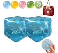 2026 Handmade Coconut Oil Squishy Ball,TPR Soft Handcrafted Crystal Ball Squishy Toy,Ultra-Soft & Non-Sticky,Slow-Rising Texture,Lightweight and Portable,Improving Focus, Reusable (2PCS-Square)