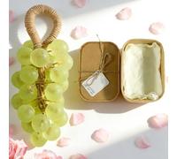 2026 Handmade Grape Soap on a Rope - Crystal Grape Cluster Scented Soap with Gift Box & Storage Bag - Long-Lasting Fragrance, DIY Bath Soap, Home Decor (E)