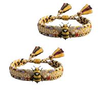 2026 Handmade Honey Bee Woven Bracelet,Adjustable Boho Bee Bangle Bracelet with Handwoven Sliding Knot,Gift for Women Daily Wear,Friendship Blessings&Hope Memorial Ornament (2)