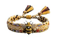 2026 Handmade Honey Bee Woven Bracelet,Adjustable Boho Bee Bangle Bracelet with Handwoven Sliding Knot,Gift for Women Daily Wear,Friendship Blessings&Hope Memorial Ornament (1)