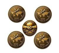 2026 Handshake that Shook the World Challenge Coin,Limited Edition Double Sided Commemorative Coin, 3D High Relief Commemorative Coins with Dragon & Eagle Design, Gift for Collectors (B#,5)