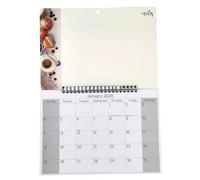 2026 Hanging Wiro Memo Compact Board Wipe Off Pen Planner Wall Calendar Size 38cm x 27cm, Family Organiser, Spiral Month to View (Baking)