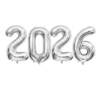 2026 Happy New Year Balloon，2026 Foil Number Balloons, 1M Large 2026 Inflated Helium Balloons,Suitable for New Year's Eve, Party, Birthday, Classroom Number Decoration (Silver)