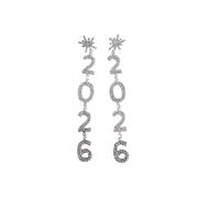 2026 Happy New Year Earrings,Sparkly Rhinestone Snowflake Dangle Pendant,Nye Dangle Stud Earrings,Crystal Beaded Dangle Earring New Year Gifts for Christmas New Year's Party Celebration